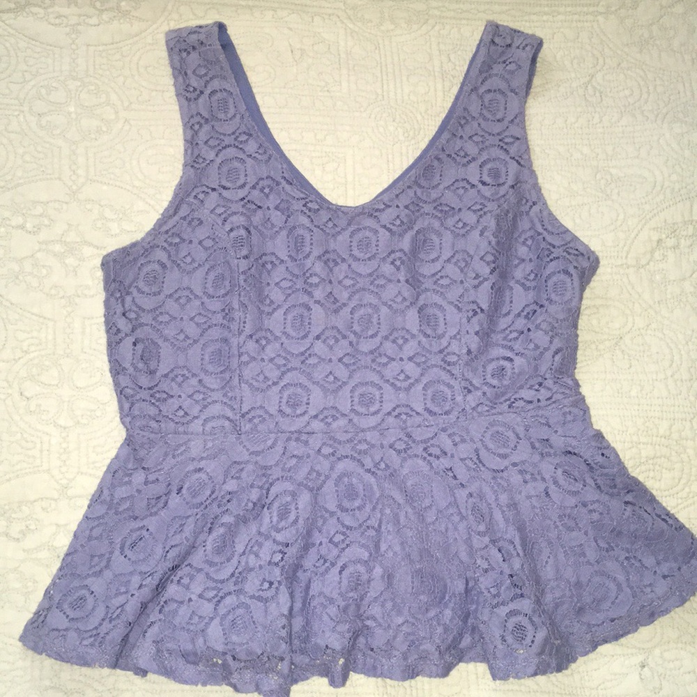 Peplum Lace Periwinkle Top